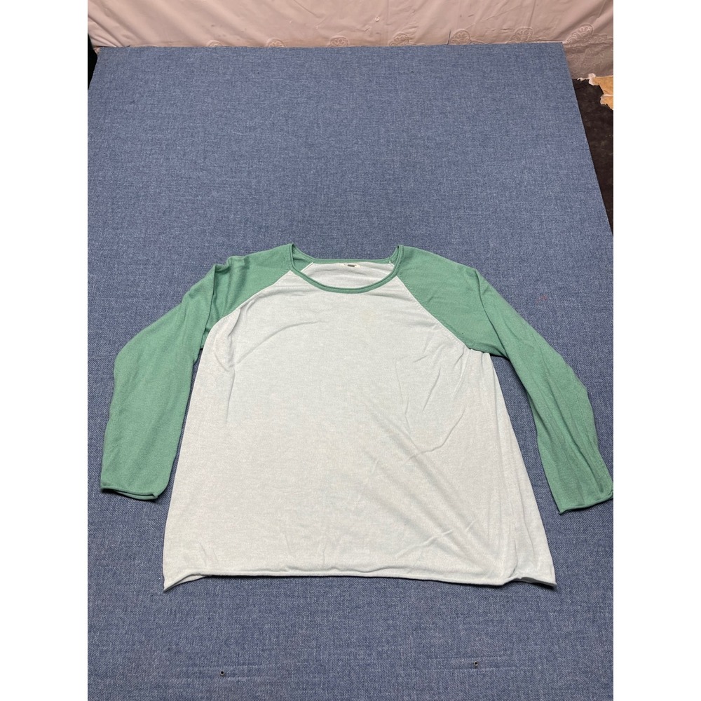Sonoma Life Style Womens XL Green Raglan Long Sleeve Knit Sweater Top Baseball